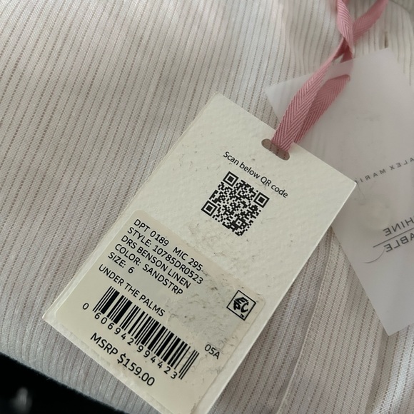 NWT Alex Marie Benson Linen Banded Button Long Slv Striped Dress Size 6 - Picture 13 of 13